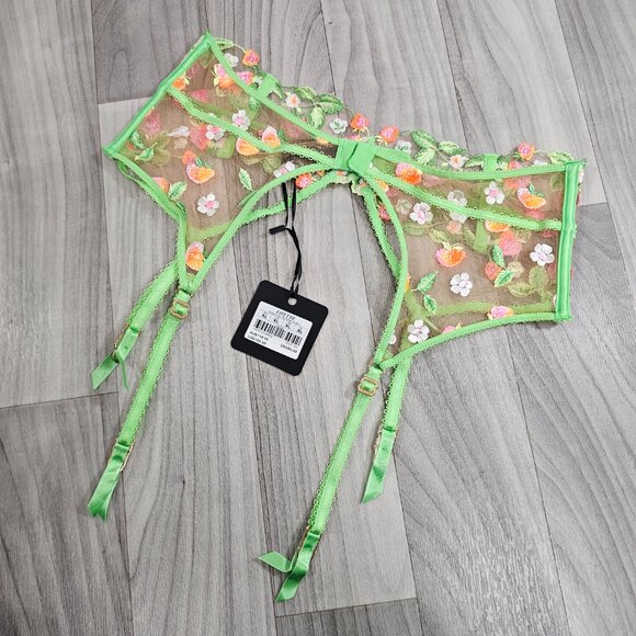 NWT Honey Birdette Lottie Green Suspender Garter Belt Size XL - Picture 2 of 6